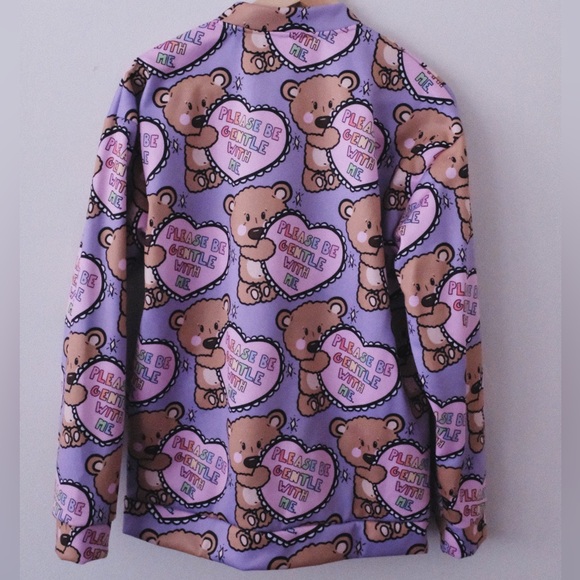 *RARE Artsy Bear Bomber Jacket - Picture 2 of 5